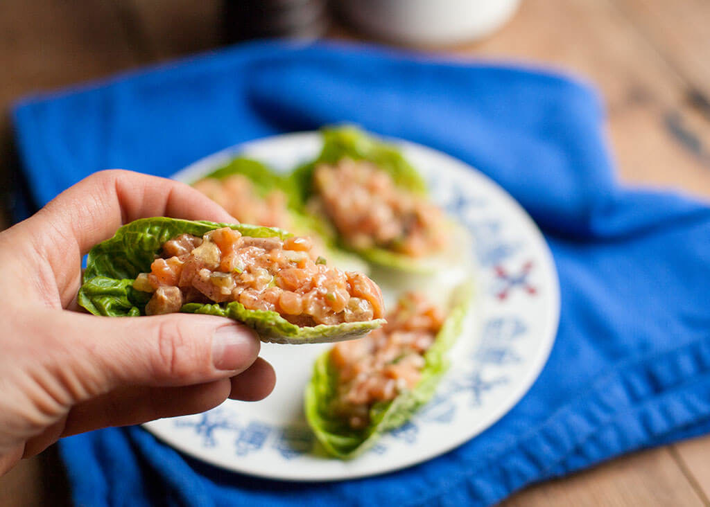 zalm tartaar schelpjes